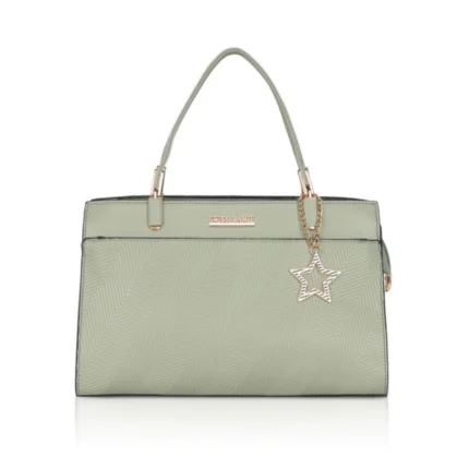 Women's Faux Leather Textured Adjustable Long Belt Handbag (Green)