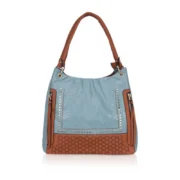 Women's Faux Leather Textured Tote Bag (Grey)