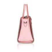 Women's Faux Leather Metal Beads Handbag (Pink) - Image 4