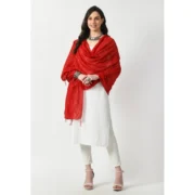 Women's Chanderi Self Design Dupatta (Red, Length: Free Size) - Image 2