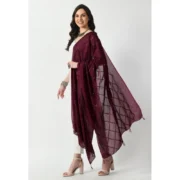 Women's Chanderi Self Design Dupatta (Wine, Length: Free Size) - Image 3