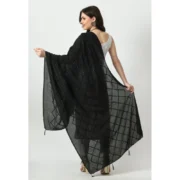 Women's Chanderi Self Design Dupatta (Black, Length: Free Size) - Image 4
