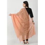 Women's Chanderi Self Design Dupatta (Peach, Length: Free Size) - Image 4