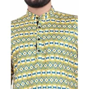 Men's Cotton Blended Printed Full Sleeve Shortkurta (Multicolor) - Image 2