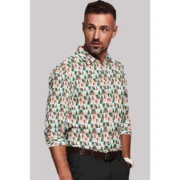 Men's Cotton Blended Printed Full Sleeve Shirt (Multicolor) - Image 4