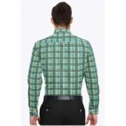 Men's Cotton Blended Checked Full Sleeve Shirt (Green-Yellow) - Image 6