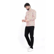 Men's Cotton Blended Printed Full Sleeve Shortkurta (Multicolor) - Image 4