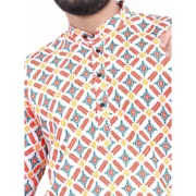 Men's Cotton Blended Printed Full Sleeve Shortkurta (Multicolor) - Image 2