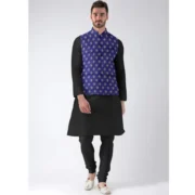 Men's Jacquard Printed Full Sleeve Waistcoat (Blue) - Image 3