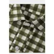 Men's Cotton Blended Checked Full Sleeve Shirt (White-Green) - Image 2