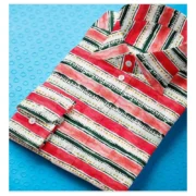 Men's Cotton Blended Striped Full Sleeve Shirt (Red-White) - Image 3