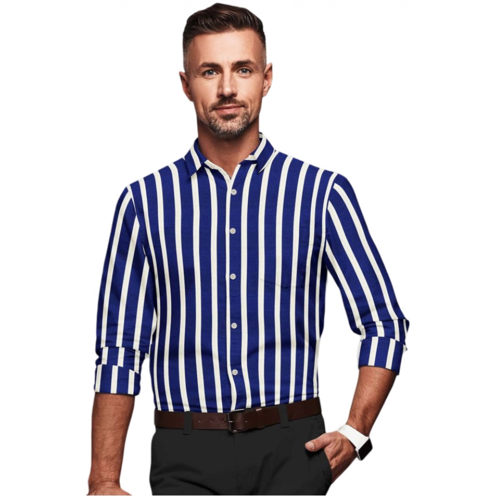53814597749_62f550a614_o_d-1000x1000-1.webp Men's Cotton Blended Striped Full Sleeve Shirt (White-Blue) - Image 1