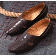 Men's Faux Leather Formal Shoes (Brown) - Image 2