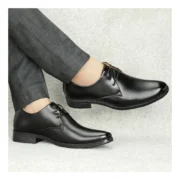 Men's Faux Leather Formal Shoes (Black) - Image 2