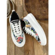 Men's Casual Synthetic Printed Lace-Up Shoes (White) - Image 5