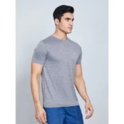 Men's Casual Nylon Solid Half Sleeve Round Neck T-Shirt (Black) - Image 4