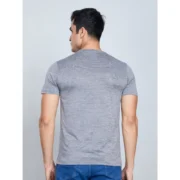 Men's Casual Nylon Solid Half Sleeve Round Neck T-Shirt (Black) - Image 3