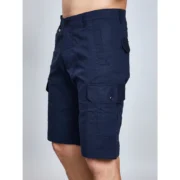 Men's Casual Cotton Solid Knee Length Cargo Shorts (Navy) - Image 5