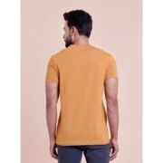Men's Casual Cotton Solid Half Sleeve Round Neck T-Shirt (Brown) - Image 3