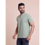 Men's Casual Cotton Solid Half Sleeve Mandarin Collar T-Shirt (Newsage) - Image 5