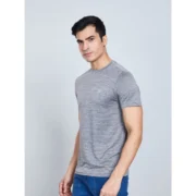 Men's Casual Nylon Solid Half Sleeve Round Neck T-Shirt (Black) - Image 5