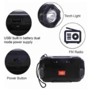 Plastic Rubber Wireless AO105 Bluetooth Speaker (Black) - Image 3