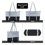Women's Faux Leather Large Shoulder Zipper Handbag (Light Blue) - Image 3