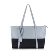 Women's Faux Leather Large Shoulder Zipper Handbag (Light Blue)