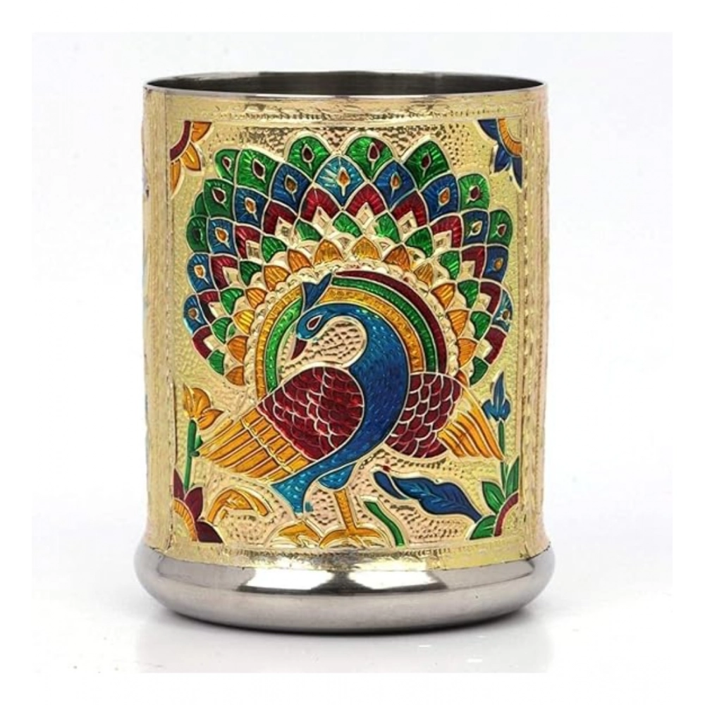 54347874945_3191f5f8c4_o_d-1000x1000-1.webp Steel Meenakari Peacock Design Decorative Glass Set (Gold) - Image 1