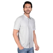 Men's Casual Cotton Half Sleeve Solid Shirt (Grey) - Image 2