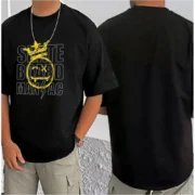 Men's Casual Cotton Blend Printed Round Neck Half Sleeve T-Shirt (Black) - Image 3