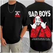Men's Casual Cotton Blend Printed Round Neck Half Sleeve T-Shirt (Black) - Image 3