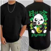 Men's Casual Cotton Blend Printed Round Neck Half Sleeve T-Shirt (Black) - Image 3