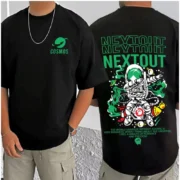 Men's Casual Cotton Blend Printed Round Neck Half Sleeve T-Shirt (Black) - Image 3
