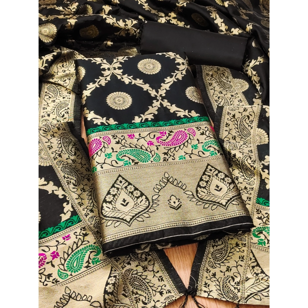 54537349118_ff6b50d8d9_o_d-1000x1000-1.webp Women's Banarasi Silk Printed Unstitched Salwar Suit Material With Dupatta (Black, 3Mtrs) - Image 1