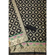 Women's Banarasi Silk Printed Unstitched Salwar Suit Material With Dupatta (Black, 3Mtrs) - Image 3