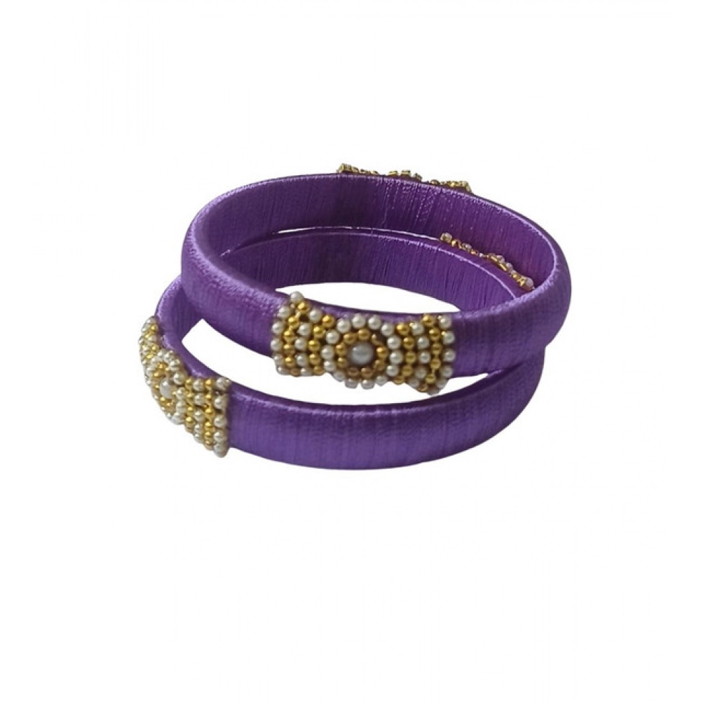 64604-1-1000x1000-1.webp Women's Plastic Silk Thread Bangles (Light Violet, Size: 2.4) - Image 1