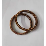 Women's Plastic Silk Thread Bangles (Gold-Dark Brown, Size: 2.6) - Image 2
