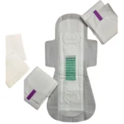 Pack of_12 Pcs Cotton Green wave Anion Sanitary Pads with Wings (White) - Image 4