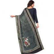 Women's chanderi silk Printed Dupatta (Black, Length: 2 Mtr) - Image 5