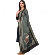 Women's chanderi silk Printed Dupatta (Black, Length: 2 Mtr) - Image 4