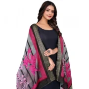 Women's chanderi silk Printed Dupatta (Black, Length: 2 Mtr) - Image 2
