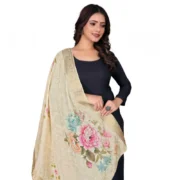 Women's chanderi silk Printed Dupatta (Beige, Length: 2 Mtr) - Image 2