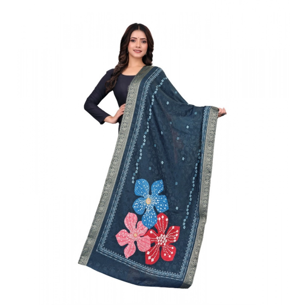 BSB2631010-Main-1000x1000-1.webp Women's chanderi silk Printed Dupatta (Navy Blue, Length: 2 Mtr) - Image 1