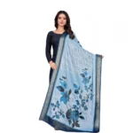 Women's chanderi silk Printed Dupatta (Blue, Length: 2 Mtr)