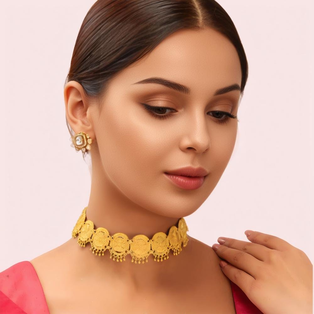 JLuHMEDHSzIj1X05KGl0XmeFyzDdTfpZCLJyWeQB.jpg Royal Coin Craft Gold-Plated Traditional Choker Necklace - Image 1