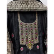 Women's Banarasi Silk Printed Unstitched Salwar Suit Material With Dupatta (Black, 3Mtrs) - Image 4