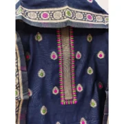 Women's Banarasi Silk Printed Unstitched Salwar Suit Material With Dupatta (Navy Blue, 3Mtrs) - Image 2