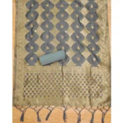 Women's Banarasi Silk Printed Unstitched Salwar Suit Material With Dupatta (Grey, 3Mtrs) - Image 2