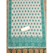 Women's Banarasi Silk Printed Unstitched Salwar Suit Material With Dupatta (Teal, 3Mtrs) - Image 2